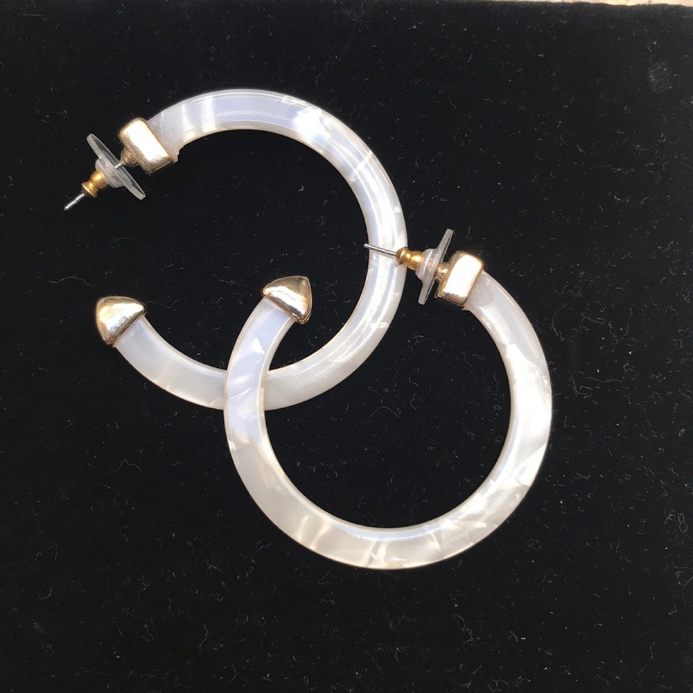 White resin hoop earrings